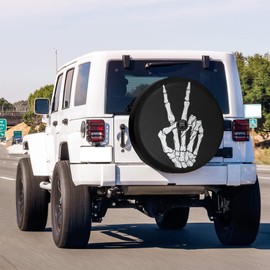 Delerain Spare Tire Cover with Backup Camera Hole Skeleton Hand Wheel Covers Waterproof Dust-Proof UV Sun Universal Fit for Jeep Trailer RV SUV Truck (17 Inch for Diameter 31"-33")