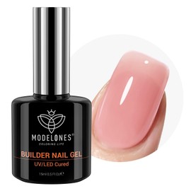 modelones Builder Gel for Gel Nails, 8 in One Builder Gel Jelly Pink, UV Gel for Nail Extension and Modelling and Nail Repair Strengthener Extension Hard Gel Base Coat Nail Art DIY 15 ml