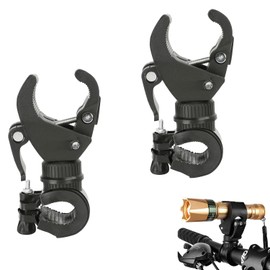SIXHAOBU Pack of 2 Bicycle Torch Holder, 360 Degree Rotating Bicycle Light Holder, Multi-Purpose Crutch Holder, Universal Handlebar Clip for Mountain Bike and Wheelchairs Fixed Torches