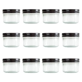 GPK4ALL 4oz Mason Jar Canning Jar with Regular Mouth, Silver Single Piece Lid, Pack of 12 (Black)
