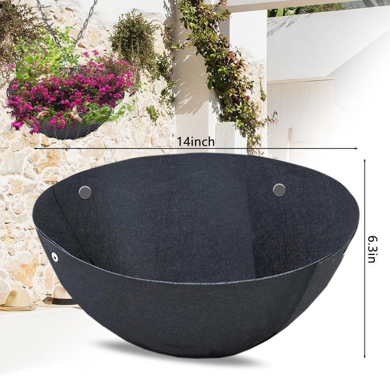 Black Hanging Basket Liners, Round Fabric Planter Basket Liner, Hanging