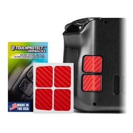 TouchProtect GripBacks - Steam Deck OLED compatible Back Button Enhancement Add More Grip and Control to your Deck! (Carbon - Red)