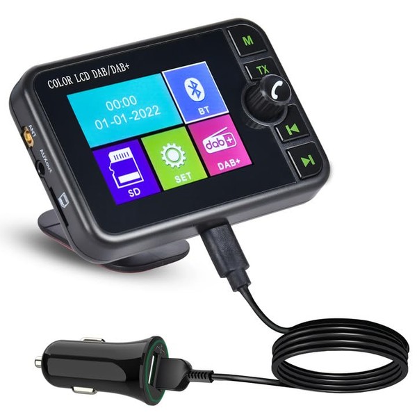 Hikity DAB+Digital Radio Adapter für Autoradio Bluetooth-Freisprecheinrichtung, 2,4 Zoll LCD