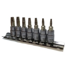 7PCS Torx Star 6 Point 1/4-Inch Impact Drive Socket Kit, Broken Bolt Extractor with T10 T15 T20 T25 T27 T30 T40 - Damaged & Stripped & Fastener Screw Remover Tool Set