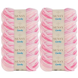Sensy Candy Yarn - 10 Skeins, 3.5 oz, 251 Yards, Multicolor for Crocheting and Knitting, Light Gauge 3