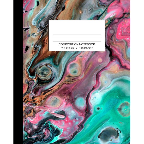 Composition Notebook: Marbled Wide Ruled One Subject Black