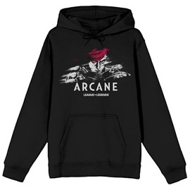Bioworld Arcane Vi in Black and White Logo text on Black Adult Hoodie-XL