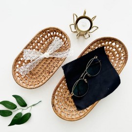 Handmade Vietnamese Rattan Oval Tray - Large & Small Oval Rattan Tray Medium 2ea