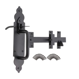 Infinity Decor Heavy Duty Black Gothic Suffolk Ornamental Thumb Gate Latch Set for Wooden Garden, Garage & Shed Door Catch for Security & Privacy