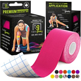 TapeGeeks Kinesiology Tape Pink Tape Uncut - Hypoallergenic Sport Tape Athletic, Body Tape, Medical Tape, Kinetic Tape for Pregnancy, Braces, Splints & Supports, Muscle Pain, Trans Tape