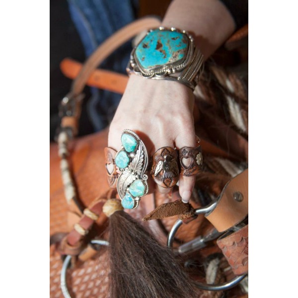 Gray Wolf Collections Thunderbird Leather Ring, Hand Tooled, Biker, Southwestern