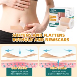 Silicone Scar Tape,Silicone Scar Sheets,Scar Tape For Surgical Scars,Silicone Scar for face Removal Strips For Surgical,C-Section,Tummy Tuck,Keloid Scars Keloid Bump Removal (1.6"X50")