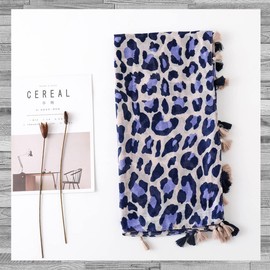 Rex Standard SM022 Women's Scarf, Stole, Leopard Print, Large, Casual,, blue