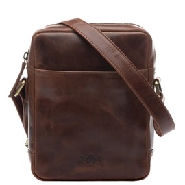 SID & VAIN Dublin Small Shoulder Bag Real Leather Messenger Bag with Shoulder Strap Handmade Leather Bag for Men and Women, Brown cognac, shoulder bag