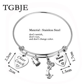 TGBJE Cheerleader Gift Cheer Coach Bracelet Wire Bangle Thank You Gift (Cheer Coach Bracelet)