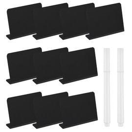 10pcs Mini Chalkboard Signs with 2pcs Pens, 4x3inch Small Chalkboard Message Sign Rectangle Food Labels for Party Buffet Wedding Birthday Christmas Festival Parties (Matte Black)