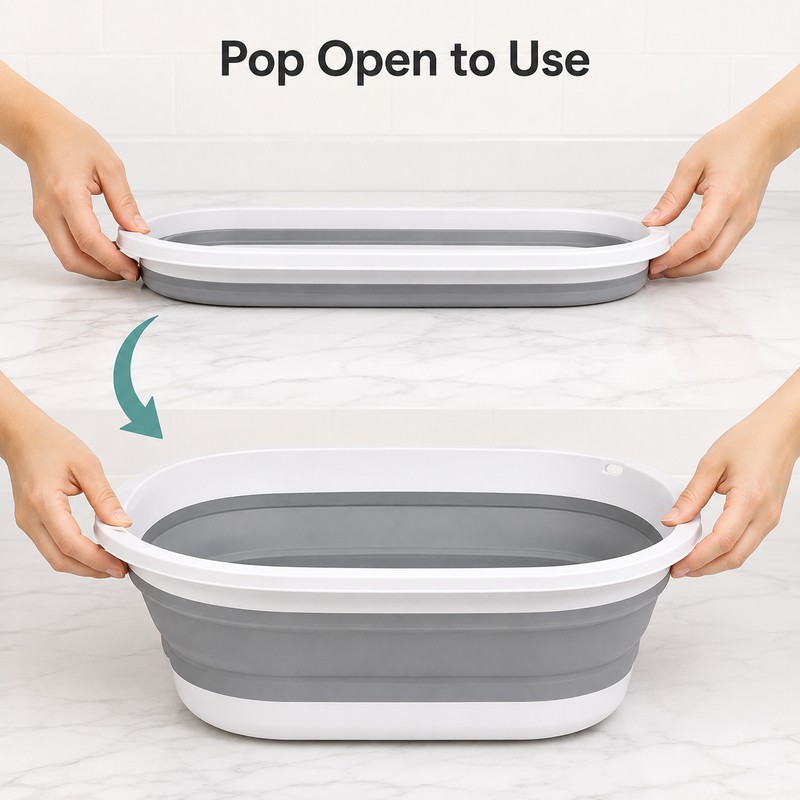 Large Collapsible Basin for Laundry & Soaking - Portable Folding