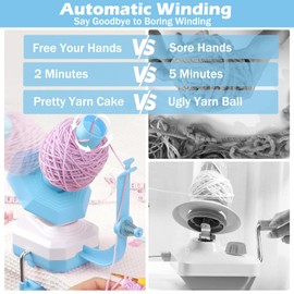Fuerdich Electric Wool Roller, Wool Winder, Yarn Winder, Ball Winder, Wool Winding Machine, Rotating, Ball Winders for Yarn Collector, Blue