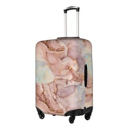 Luggage Cover Elastic Washable Stretch Suitcase Protector Anti-Scratch Travel Suitcase Cover for Kid and Adult, Pink Gold Marble, M (22-24 inch suitcase)