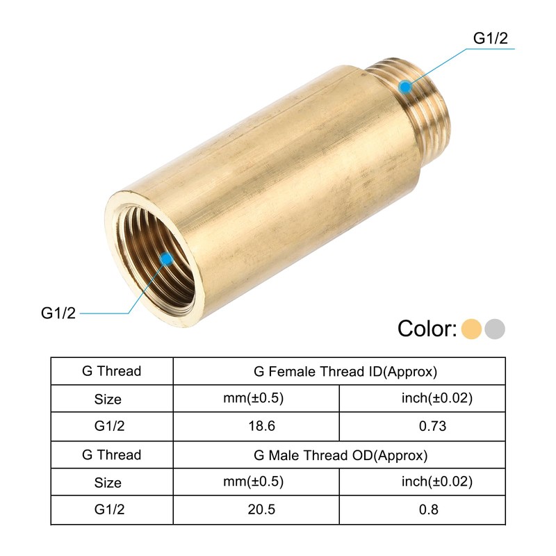 PATIKIL Shower Head Extension Arm, 1 Set Copper G1/2 Male