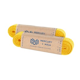 Mercury + Maia Flat Shoelaces for Sneakers - UltraVibe Athletic Shoe Strings - USA Made Shoe Laces (2 Pair) (72 inches, Deep Yellow)