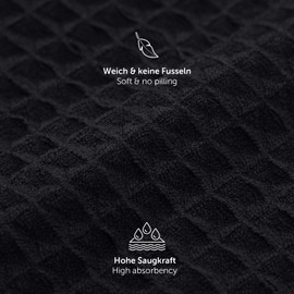 Moosfor Tea Towels, Set of 6, Microfibre Cloths, Super Absorbent Tea Towels, Soft Tea Towels, Cleaning Cloths, Kitchen Towels, 30 x 30 cm, Black