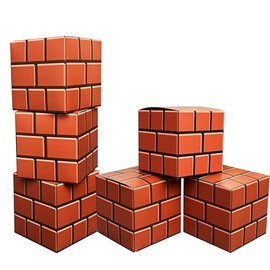 6 Pcs Brick Party Boxes for Gaming Birthday Decorations, 7.5 Inch Video Game Centerpieces Boxes for Boys Gamer Birthday Party Decorations Favors