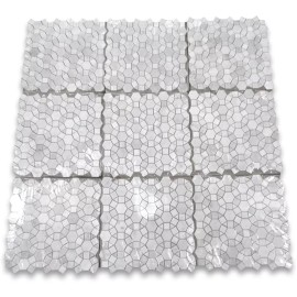 Stone Center Online C392XP Ring Sun flower Carrara Venato Carrera Marble Accent Tile Polished