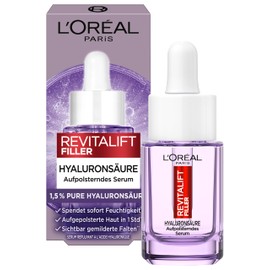 L'Oréal Paris Plumping Mini Serum for Women: for Wrinkle Reduction & Youthful and Plumper Looking Skin with [1.5% Hyaluronic Acid], Revitalift Filler, 1 x 15 ml