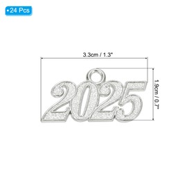 PATIKIL 2025 Graduation Tassel Charm, 24 Pcs Alloy 2025 Year Medium Letter Charm for Graduation Tassel Graduation Cap Necklace Pendant DIY Key Making, Silver