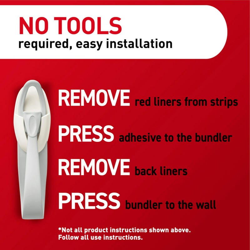 Command Cord Bundlers, Damage-Free Hanging Cord Organizer, No Tools Cord