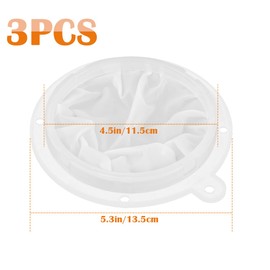 3PCS Filter Strainer 400 Mesh Nylon Food Grade Filter Mesh Filter Funnel for Juice Milk Wine Cheese Whey Grease Coffee, 5 Inch