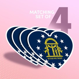 Vinyl Heart Stickers (Set of 4) 10cm - Georgia State Flag Emblem for Laptops, Tablets, Luggage, Scrap Booking, Fridges #60747