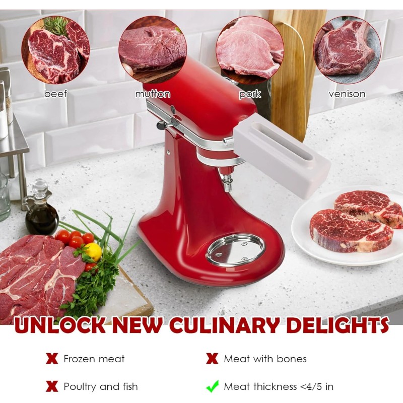 Slltto Meat Tenderizer for Kitchenaid Cuisinart Stand Mixer with Stainless
