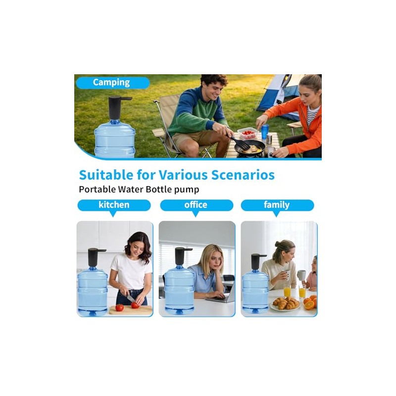 Water Dispenser for 5 Gallon Bottle, USB-C Rechargeable Electric Water