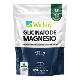 Wellthy Glicinato De Magnesio 120 Caps 432 Mg Wellthy Sabor Sin Sabor