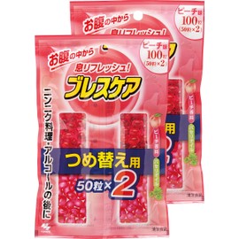 Breath Care Breath Cooling Capsules, Peach Refill, 100 Tablets x 2 (200 Tablets)