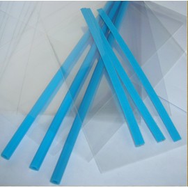 50pcs 6" Blue Plastic Lollipop Sticks +50 Bags + 50 Paper Blue Twist Ties