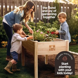 Maple99 Raised Garden Bed with Legs 48x24x30 - Natural Cedar Wood Elevated Planter Box with Bed Liner for Flowers, Veggies, Herbs - 200lb Capacity