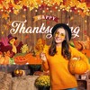 Happy Thanksgiving Banner Backdrop 7x5FT Autumn Maple Leaf Pumpkin Turkey
