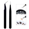 Telabeautix Tweezers Set of 2 Straight and Curved Black