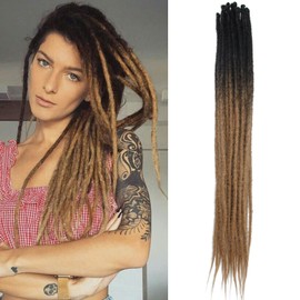 Thin 0.6cm Synthetic Dreadlock Extensions Handmade 24Inch 20 Strands Crochet Hair Long Crochet Braids Hip-Hop Style Soft Dreads Hair Extensions