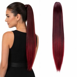 CAISHA 24" Butterfly Clip Ponytail Synthetic Hair Piece Red Mix H620