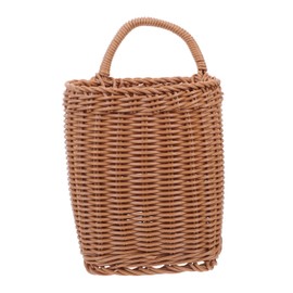 OHPHCALL Rattan Woven Wall Hanging Storage Basket Cane Rectangle Hanging Basket Decorative Flower Organizer Kitchen Magazine Holder Handmade Home Decor