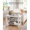 SONGMICS Shoe Rack Bench, 3-Tier Bamboo Shoe Storage Organizer, Entryway