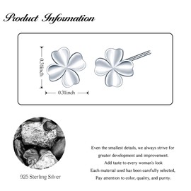 CONILOK Clover Earrings Silver 925 Stud Earrings Silver Women's Jewellery Earring Small Gifts for Women Girls Best Friend Mother Birthday Wedding Christmas Day Valentine's Day, Silver