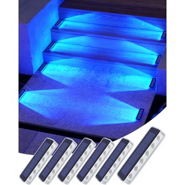 DetarZinLED Blue Solar Lights for Outside,6 Pack Solar Deck Lights Outdoor Waterproof LED,Blue Step Light for Outside,Dock Light Solar Powered Waterproof for Deck,Steps,Dock,Driveway,Stair,Path