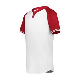 Augusta Sportswear Boys Cutter+ Henley Jersey, White/Scarlet, Large
