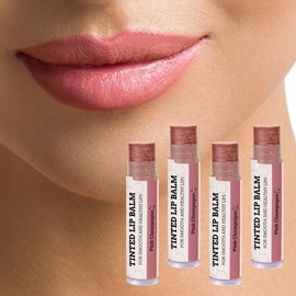 Earth's Daughter Tinted Lip Balm 4-Pack of Pink Champagne Color - Beeswax, Coconut Oil, Cocoa Butter, Vitamin - Moisturize and Beautify - Paraben Free