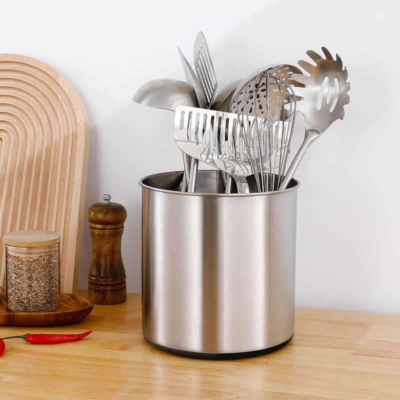 OKT Kitchen Utensil Holder,7.2″Large Stainless Steel Utensil Crock with Non